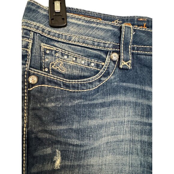 Rock Revival Noelle Capri Women Size 32 Blue Denim Embellished Jeans Stretchy Sl - Picture 6 of 8